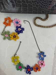 Colorful Flower Necklace and bracelete set