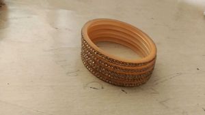 Peach Rhinestone Bangle Set