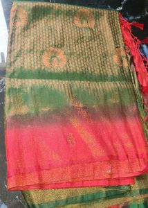 Elegant Green & Red Saree