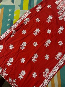 Embroided Red Kurta