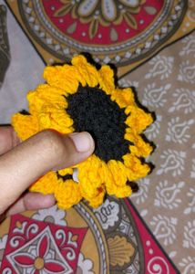 Crochet Sunflower Hair Clip