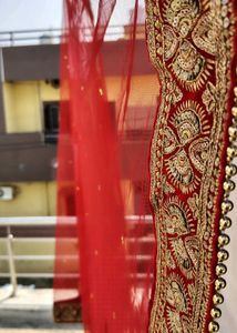 Red Embroidered Dupatta