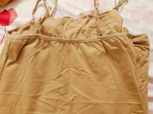 Beige Women Camisole/Slip Pure Cotton