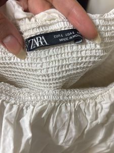 Zara White Off-Shoulder crop Top