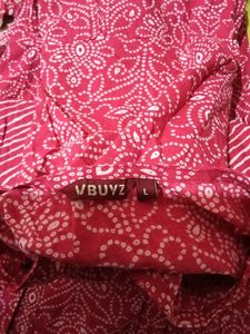 Pink Printed Kurta with Embroidery