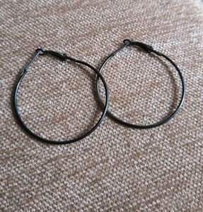 Black and silver  Hoop Earrings