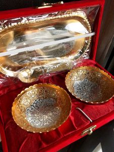 Gold Silver Plated Bowl Tray Set