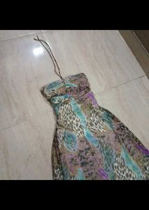 Y2k Animal Print Halter Dress
