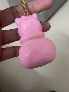 Handmade Sweet Pinky Clay Kitty Keychain