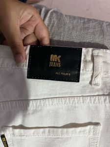 : Ivory Flow Wide-Leg Jeans