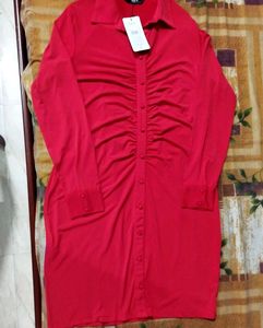 Red Mini Shirt Dress