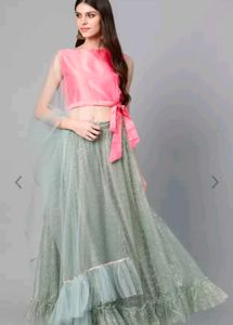 Elegant Pink &amp; Green Girls Dress
