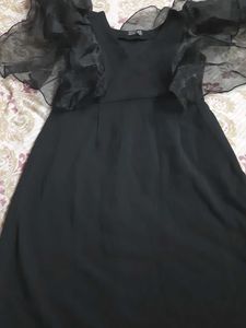 Black Dress with Puff Sleeves