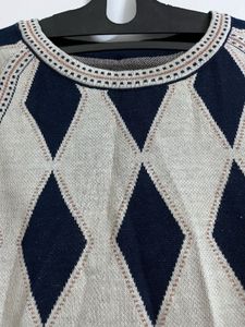 Patterned Knit Sweater, Beige color