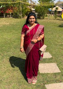 Maroon Saree With Desinger Blouse