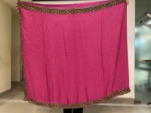 Pink Embellished Saree With Halter Neck Blouse