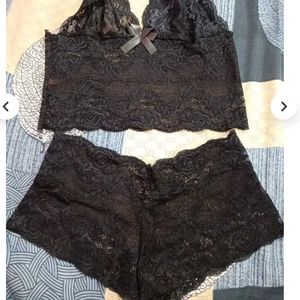 Black Net Bra Panty Set