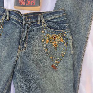 Embroidered Bootcut Denim Y2K