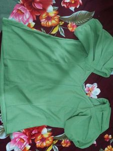 Green Puff Sleeve Fitted Top On Sale