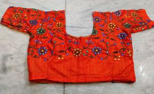 Orange Colour Wedding Silk Blouse