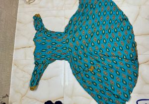 Ikat Print Drawstring Gown