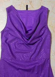 Purple Sequin Cowl Neck Dress
