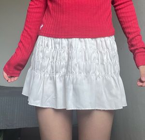White Ruffle Mini Skirt