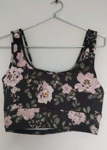 BlackandWhiteFloralBraletteTop