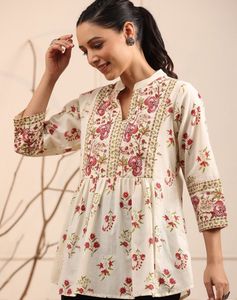 Floral Embroidered Tunic Top