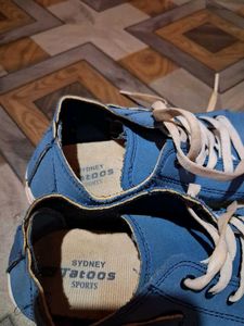 Blue Canvas High-Top Sneakers