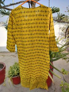 Yellow Printed Kurti