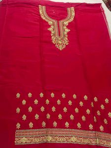 Red &amp; Gold Embroidered Salwar Kameez,