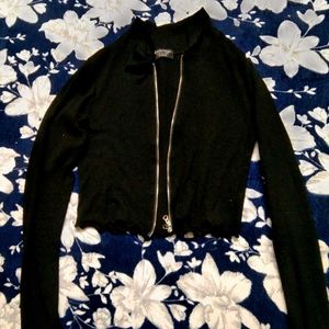 Black Zip-Up Cropped Jacket