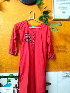 Coral Embroidered Kurti - Classic Style