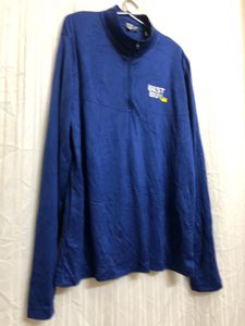 Blue Long Sleeve Half Zip T Shirt