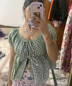 Gingham Tie-Front Top