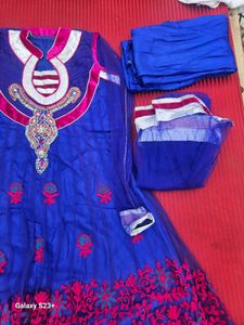 Blue &amp; Pink Embroidered Anarkali Suit