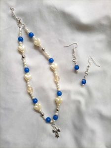 Unique &#34;Wavy Fairycore&#34;Choker With Earrings 🌊💙✨