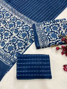 Indigo Block Print Dress Material