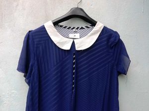 New With Tag Korean Stripped Navy Blue Pullover