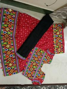 Embroidered Red 3-Piece Outfit