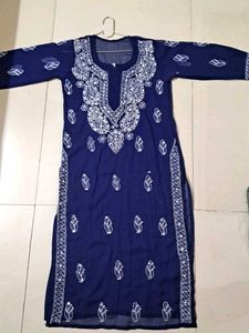 Elegant Navy Blue Chikankari Kurti