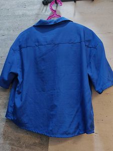 Blue Button-Down Oversized Shirt