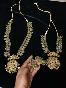 Green Emerald  Stones Jewel Set Bridal