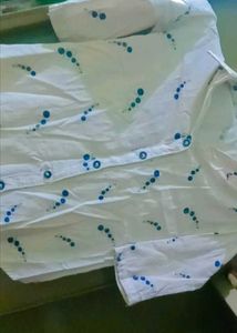 Blue Patterned Button-Down Shirt