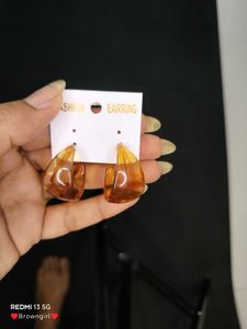 Brown Acrylic Hoop Earrings