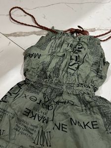 Sleeves Newspaper Print Jumpsuit