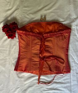 Orange Silk Corset Top