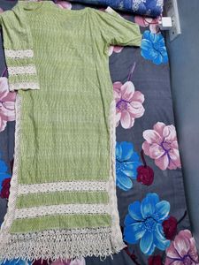 Pakistani Lace Cotton Long Kurti