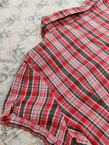 Red Ruffle Half Shirt